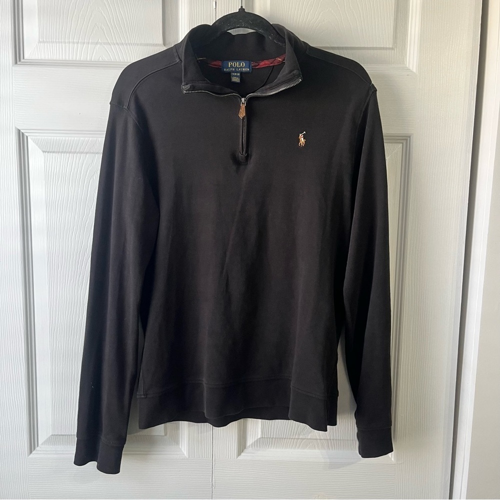 Mens Polo Ralph Lauren 1/4 Zip Black Size XL (18/20)